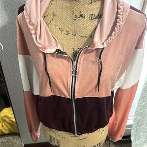 Colorblock Velvet Zip-Up Jacket